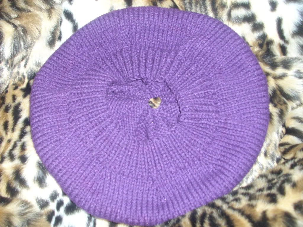 purple slouchy knit beret