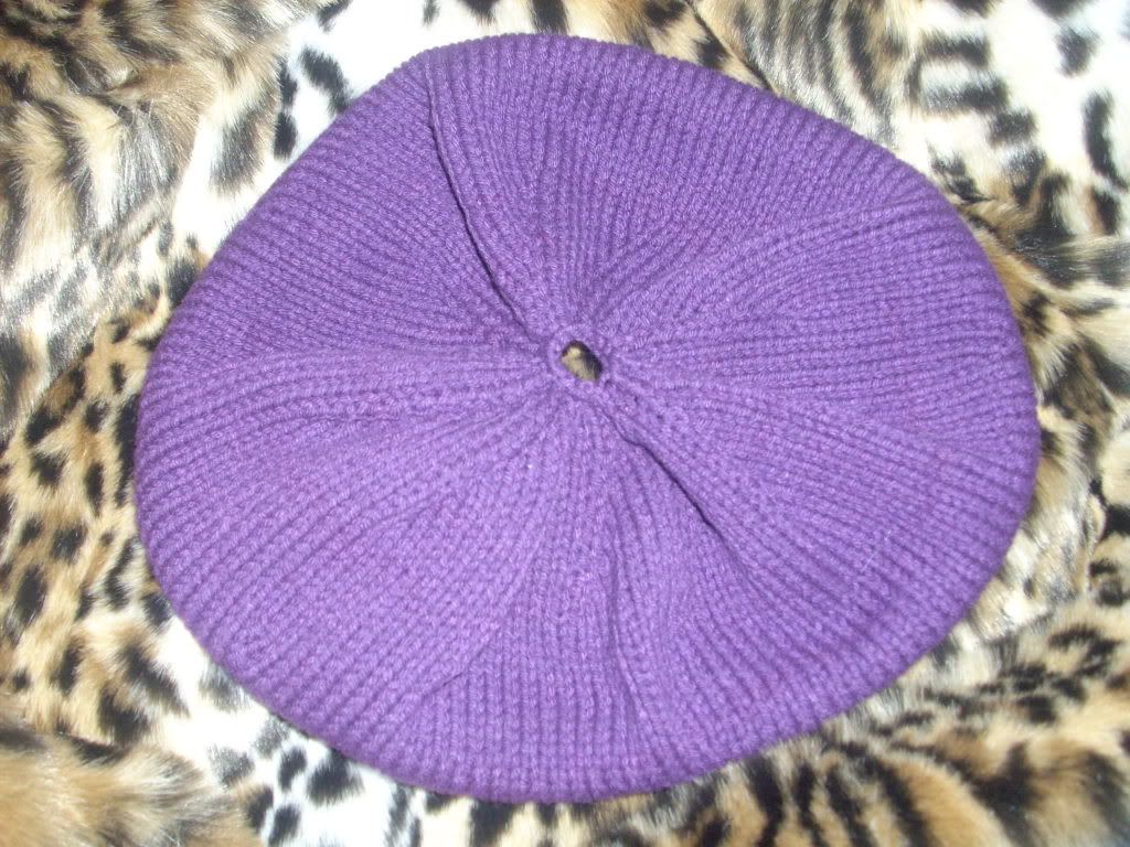 purple slouchy knit beret
