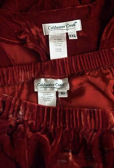 Coldwater Creek Fashions on Coldwater Creek 2 Pc Red Velour Outfit Top Skirt Xxl 16   Ebay