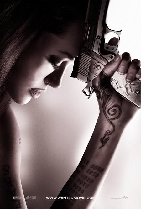 Angelina Jolie,angelina jolie's tattoo,tattoo,gun,movie star,wanted