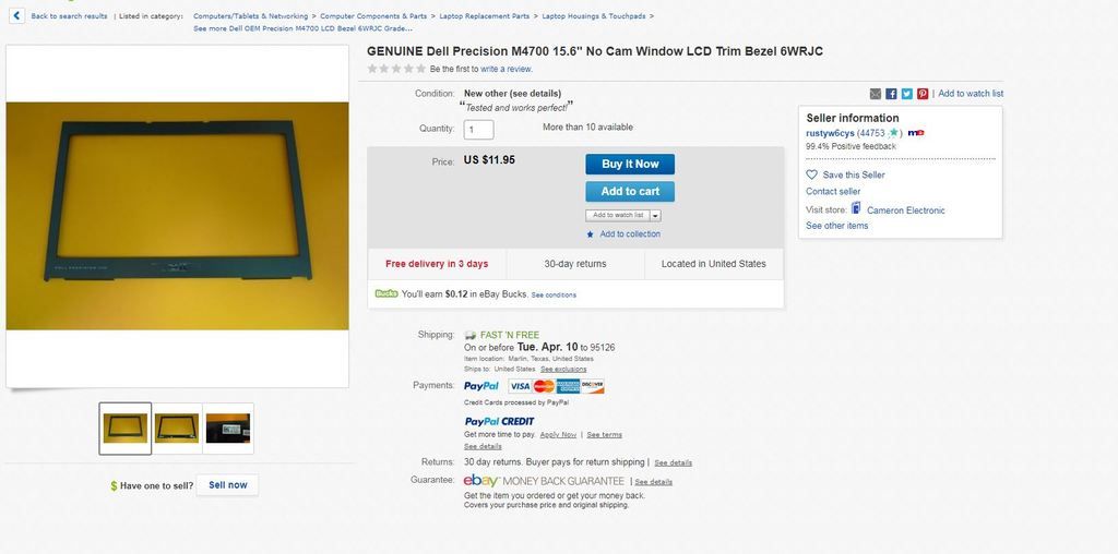 HCM - Dell Precision M4700 - i7 3840QM - 8G - K2000M - 17