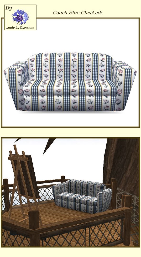 Shoppage Couch Relaxed Blue Checked