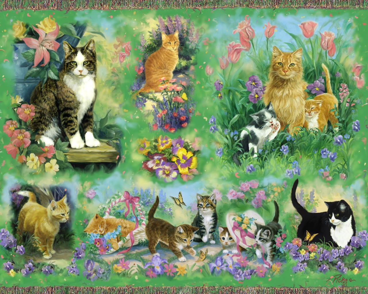 Cats And Flowers