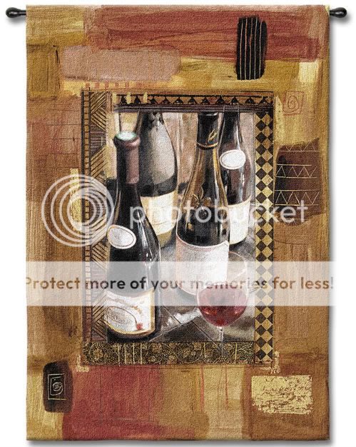 Abstract Bottles of Wine w/ Border Large Wall Tapestry  