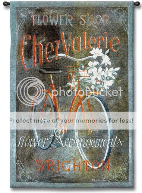 Chez Valerie Bicycle Vintage Flower Shop Wall Tapestry  