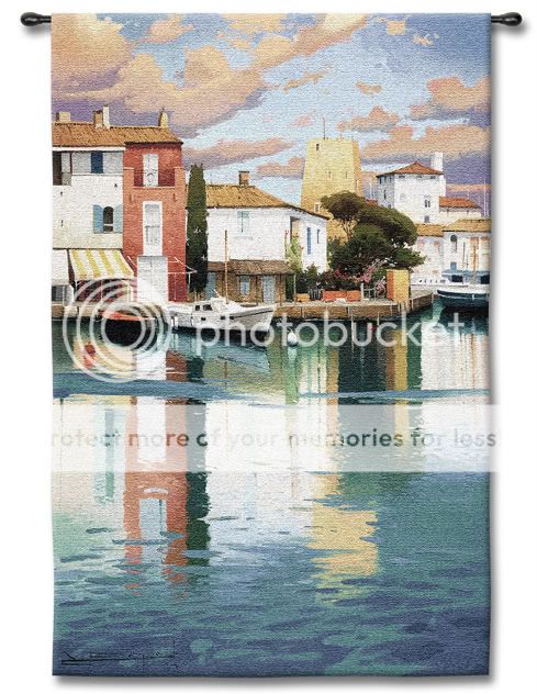 Harbor at Morning Light Boats Sea Tapestry Wall Hanging  