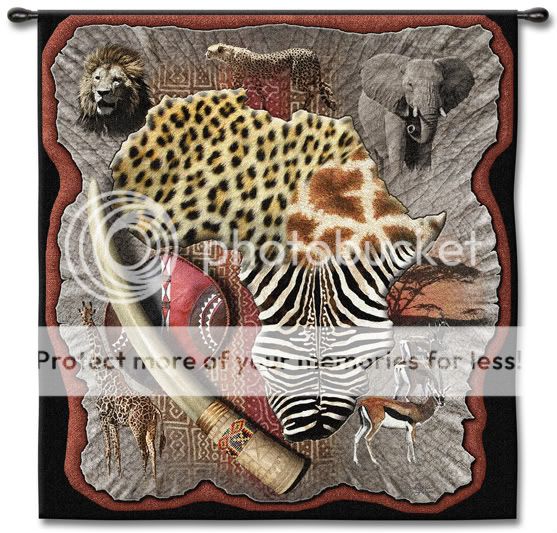 Map of Africa Cheetah African Art Wall Hanging Tapestry