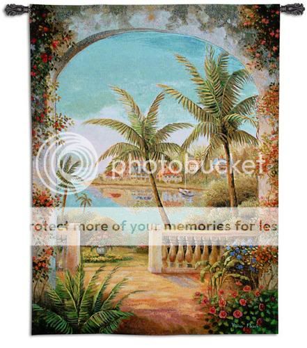 Tropical Terrace Palm Trees Coast Wall Hanging Tapestry  