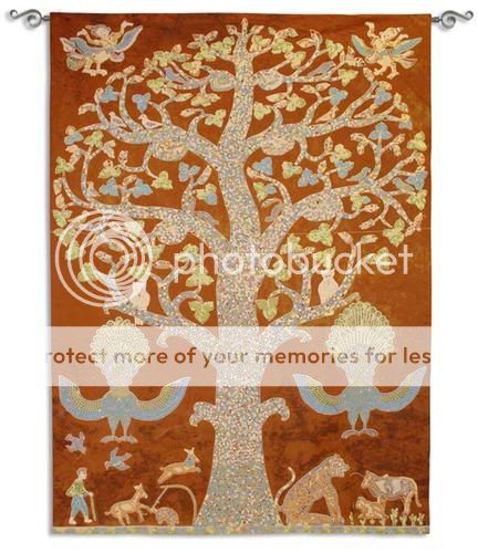 Temple Tree of Life Laos Mosaic Wall Hanging Tapestry  