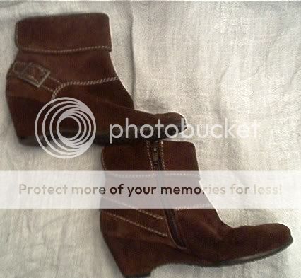  Girl Brown Suede Leather Wedge Ankle Boots 13