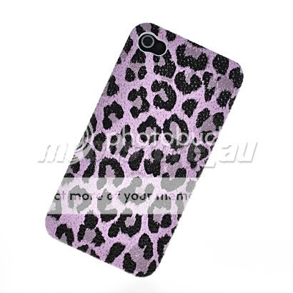 LEOPARD HARD LEATHER RUBBER BACK CASE COVER FOR APPLE IPHONE 4 4G 