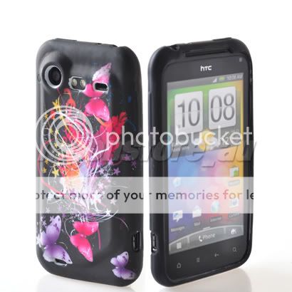 BUTTERFLY SOFT GEL TPU SILICONE CASE COVER + SCREEN FOR HTC INCREDIBLE 