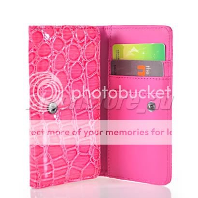 HOTPINK CROCODILE LEATHER WALLET CASE COVER CARD POUCH FOR NOKIA N8 N9 