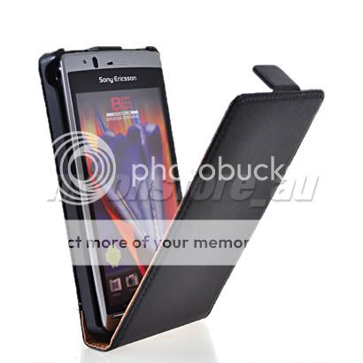   LEATHER FLIP POUCH CASE COVER FOR SONY ERICSSON XPERIA ARC X12 BLACK