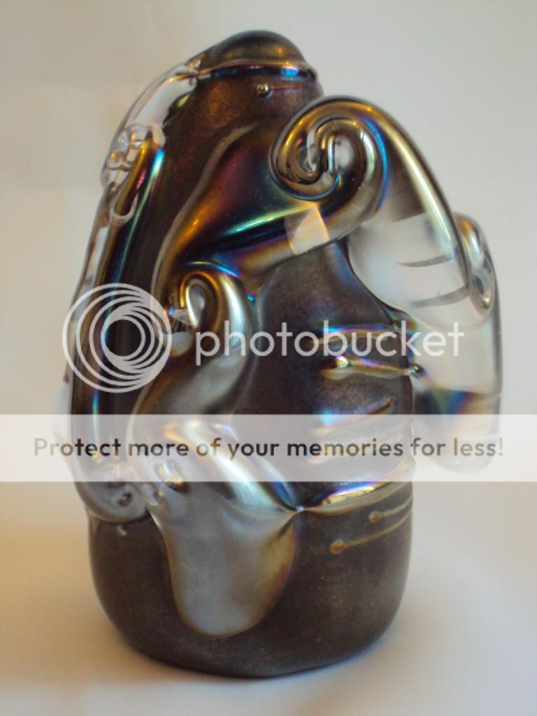  Unique Sculptured Paperweight Dark Iridescent Signed K Heaton