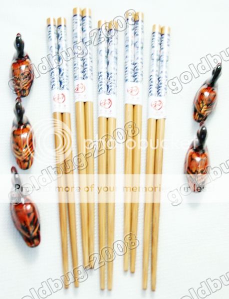 Pairs Chinese Bamboo Chopsticks Blue White Porcelain  