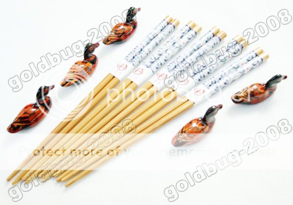 Pairs Chinese Bamboo Chopsticks Blue White Porcelain  