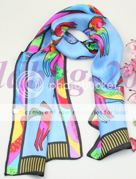 Abstract Animals&Colorful horse 100% Silk Scarf Shawl  