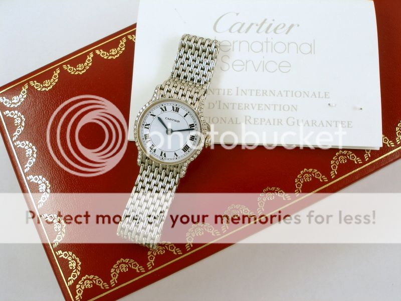 CARTIER 18K WEISSGOLD 38 DIAMANTEN HANDAUFZUG DAMENUHR  