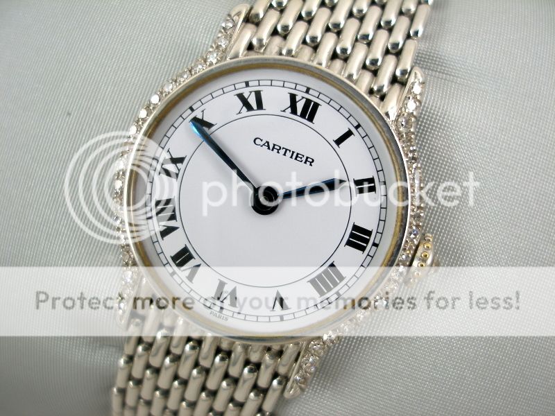 CARTIER 18K WEISSGOLD 38 DIAMANTEN HANDAUFZUG DAMENUHR  