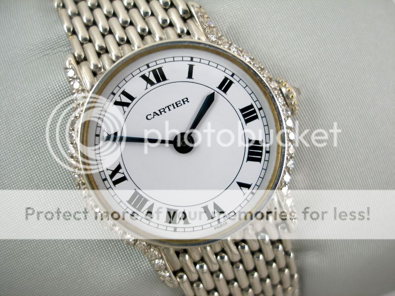 CARTIER 18K WEISSGOLD 38 DIAMANTEN HANDAUFZUG DAMENUHR  